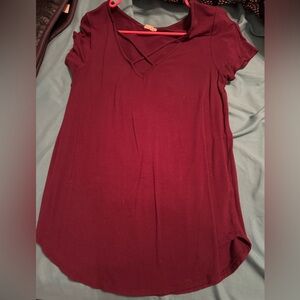 Plum criss cross front shirt